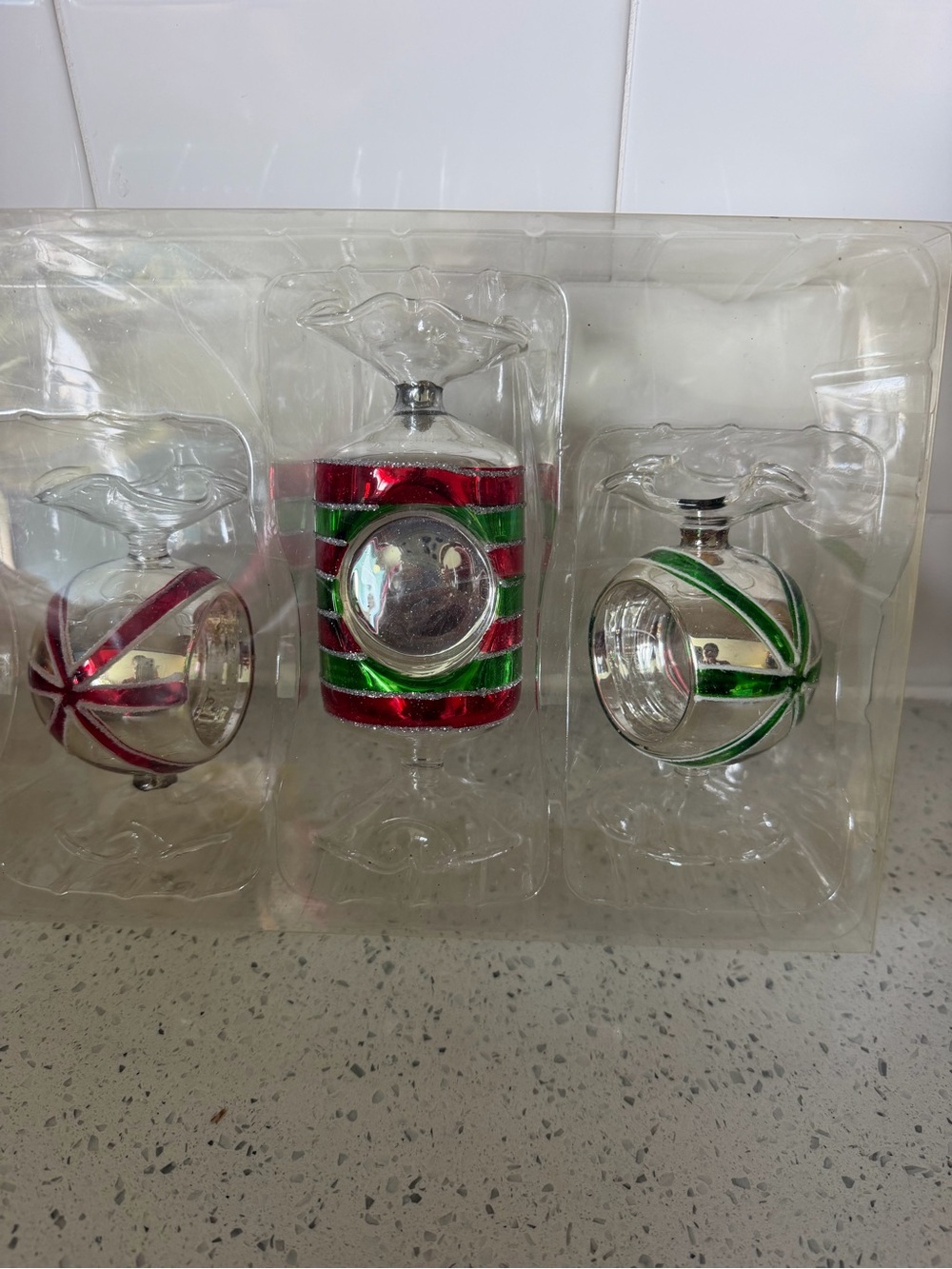 Holiday Glass Ornament Set - Red & Green